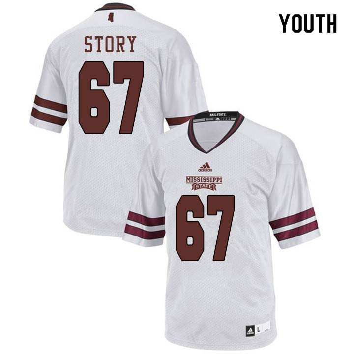 Youth #67 Michael Story Mississippi State Bulldogs College Football Jerseys Sale-White - Click Image to Close